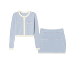 KATE J. TWEEN TWEEN WHITNEY COLORBLOCK CARDIGAN/SKIRT SET - CREAM/BLUE