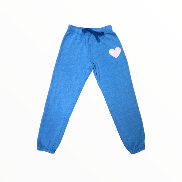 T2LOVE ATHLETIC ELSTIC WAIST/CUFF PANT- COBALT/SMALL HEART