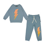 TINY WHALES RAD POWERS SWEATSHIRT AND SWEATPATS SET - LAKE