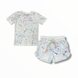 CALIFORNIAN VINTAGE GYM SHORT -  NATURAL/SPLATTER