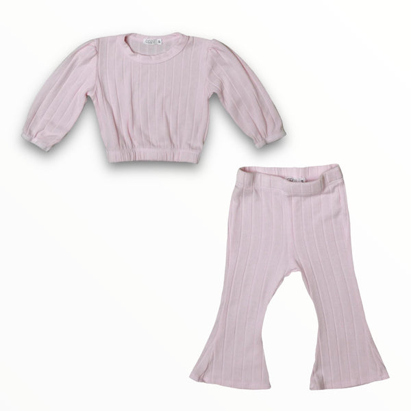 COZII L/S BALLOON SLEEVE TOP AND FLARE PANT - BLUSH