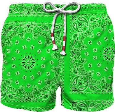 MC2 SAINT BARTH JEAN SWIM TRUNK - NEON GREEN BANDANNA