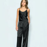 KATIE J TWEEN EMMA SATIN CAMI TOP & CAROL PANT - BLACK SATIN