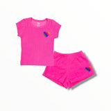FLOWERS BY ZOE RIBBED T-SHIRT - NEON PINK/HEART