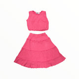 T2LOVE BUBBLE TOP AND MAXI SKIRT SET - CORAL PARADISE