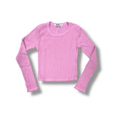 T2LOVE L/S THERMAL CREW TOP W/THUMBHOLE - LIGHT PINK (CROP)