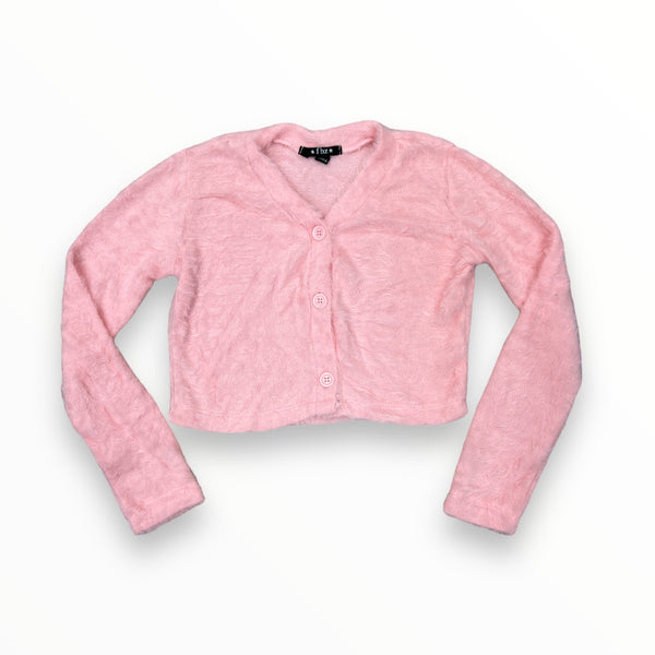FLOWERS BY ZOE FUZY FUR CARDIGAN - BABY PINK
