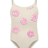 MC2 SAINT BARTH CECILLE JR 1 PC SWIMSUIT - NATURAL/PINK HIBISCUS (PRE-ORDER)