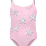 MC2 SAINT BARTH CECILLE JR 1 PC SWIMSUIT - SHINY GLITTER STARFISH/PINK