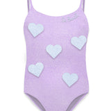 MC2 SAINT BARTH CECILLE JR 1 PC SWIMSUIT - SHINY GLITTER HEARTS/LAVANDER