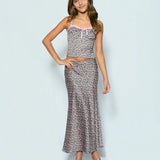 KATE J. TWEEN COCO BUSTIER TOP AND MAXI SKIRT - ESPRESSO FLORAL