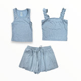 FLOWERS BY ZOE FLOWY SHORTS - SPARKLE BLUE METALLIC