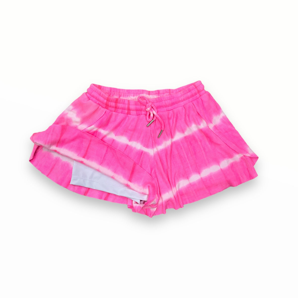 FLOWERS BY ZOE FLOWY SHORTS - NEON PINK/ WHITE LINES