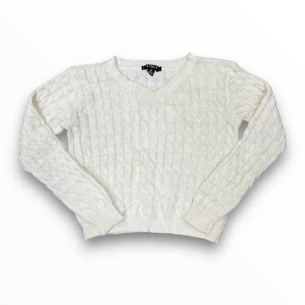 FLOWERS BY ZOE CABLE SWEATER - IVORY