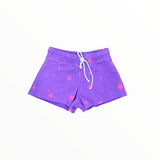 FLOWERS BY ZOE GYM SHORT - NEON PURPLE STARS