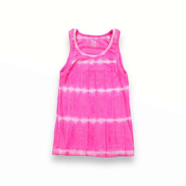 FLOWERS BY ZOE RIBBED TANK - NEON PINK/ WHITE LINES