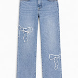 KATIE J TWEEN DISTRESSED BOW APPLIQUE JEAN