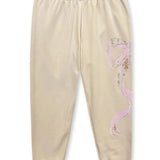 KATIE J TWEEN DYLAN BOW APPLIQUE SWEATPANT - TAUPE SHABBY FLORAL