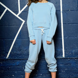 KATIE J DYLAN CREW HOODIE - GLACIER BLUE
