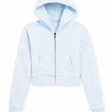 KATIE J DYLAN CROP ZIP HOODIE -  ICE BLUE