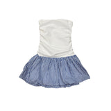 KATIE J TWEEN ALLY DRESS - WHITE/BLUE STRIPE