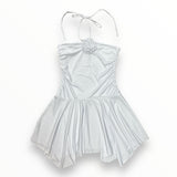 FLOWERS BY ZOE HANKERCHEIF ROSE HALTER DRESS - WHITE