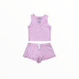 KATIE J TWEEN HACCI DREW TANK AND LOTUS RUFFLE SHORTS - BABY PINK