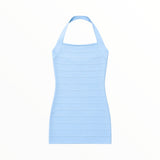 KATIE J TWEEN CARMEN HALTER BANDAGE MINI DRESS - BABY BLUE