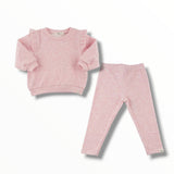 OH BABY! HONEYCOMB SWEATSHIRT AND LEGGING LET - PALE PINK