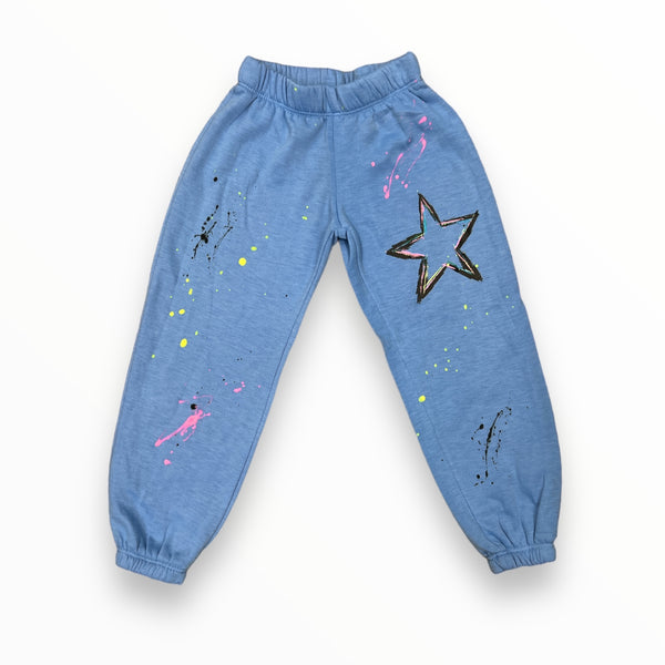 FIREHOUSE SWEATPANT - NEON BLUE STAR/SPLATTERED