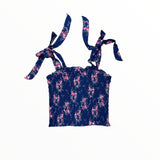 KATIE J TWEEN SUNNY TIE TOP - PRINT/EVENING BLUE BOUQUET