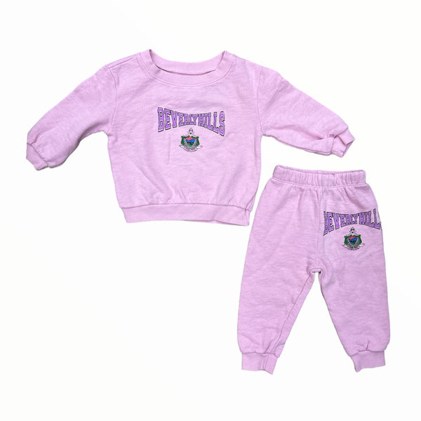 CALIFORNIAN VINTAGE CREW AND JOGGER SET - BABY PINK/BEVERLY HILLS