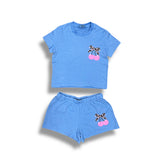 FIREHOUSE SHORT - ICE BLUE/CHERRY BOW