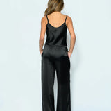 KATIE J TWEEN EMMA SATIN CAMI TOP & CAROL PANT - BLACK SATIN