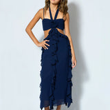 KATIE J TWEEN EVERLY CUTOUT MAXI DRESS - EVENING BLUE