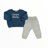 OH BABY! CARPE DIEM SWEATSHIRT AND STRIPE PANT SET