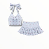 KATE J. TWEEN YVONNE HALTER TOPAND  DIXIE SKIRT - CHERRY SEERSUCKER GINGHAM