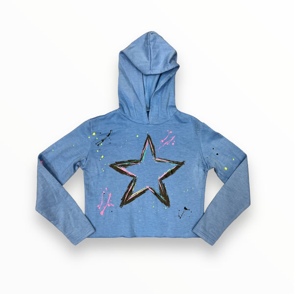 FIREHOUSE PULLOVER HOODIE - NEON BLUE STAR/SPLATTERED