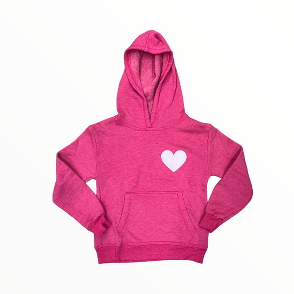 T2LOVE L/S OVERSIZE HOODED PULLOVER - MAGENTA/SMALL HEART