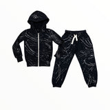 CALIFORNIAN VINTAGE HOODIE AND JOGGER SET - BLACK/SPLATTER