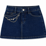 FLOWERS BY ZOE DENIM SKIRT WITH CHAIN