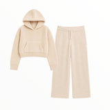 KATIE J TWEEN PARKER HOODIE AND WIDE LEG PANT - OATMEAL