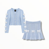 KATE J. TWEEN GRACYN CARDIGAN AND SKIRT SET - BABY BLUE