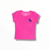 FLOWERS BY ZOE RIBBED T-SHIRT - NEON PINK/HEART
