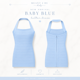 KATIE J TWEEN CARMEN HALTER BANDAGE MINI DRESS - BABY BLUE