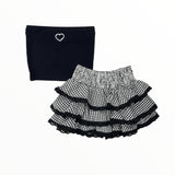 FLOWERS BY ZOE GAUZE SKIRT - BLACK/WHITE GINGHAM