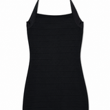 KATIE J TWEEN CARMEN HALTER BANDAGE MINI DRESS - BLACK