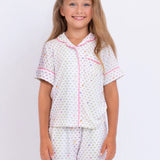 PREPPY GOOSE SHORT SLEEVE PAJAMA SET - MULTI COLOR HEART