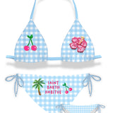 MC2 SAINT BARTH HOLLY 2 PC BIKINI - BLUE GHINGHAM PATCHES
