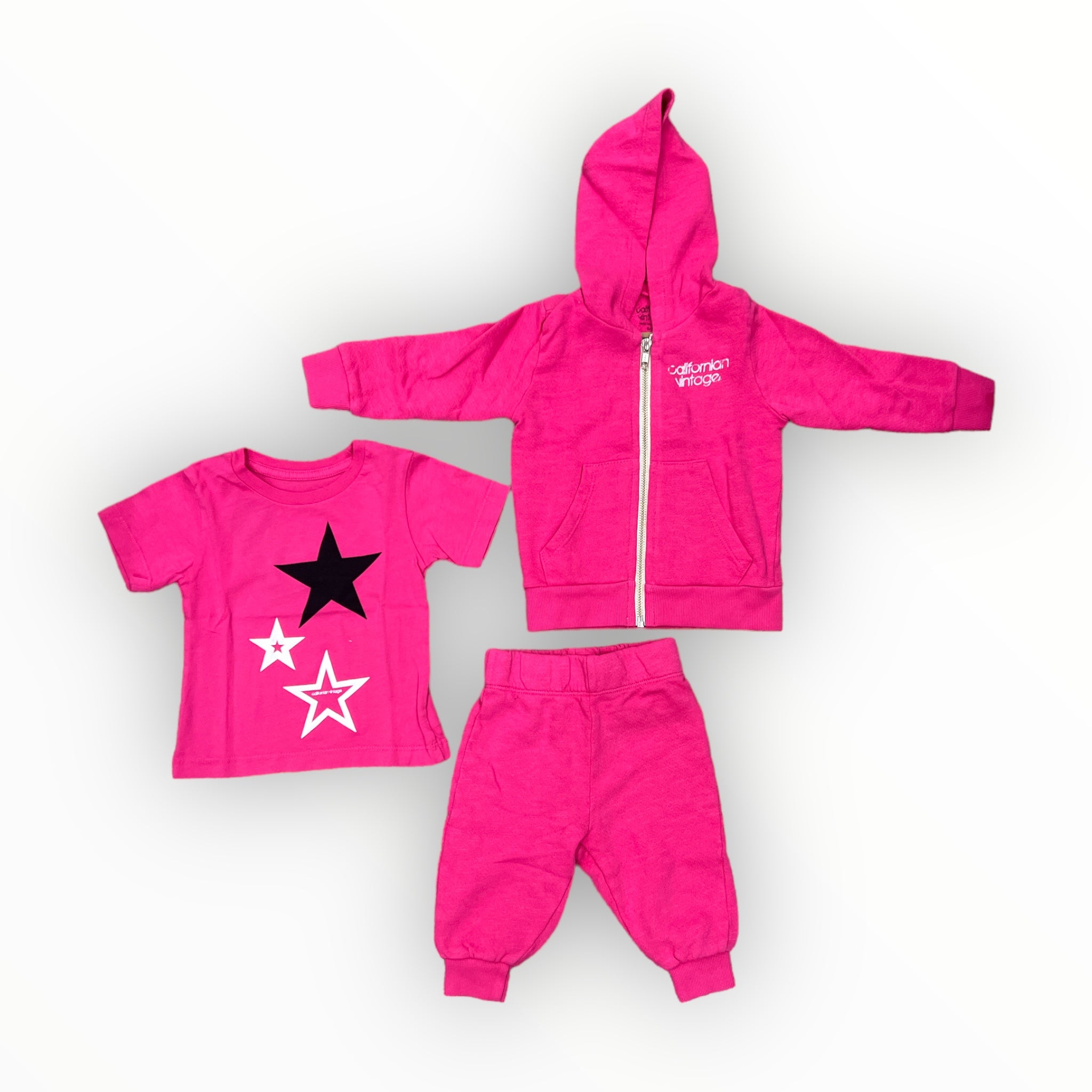 CALIFORNIAN VINTAGE 3 PC BABY STAR SET -  FUCHISA